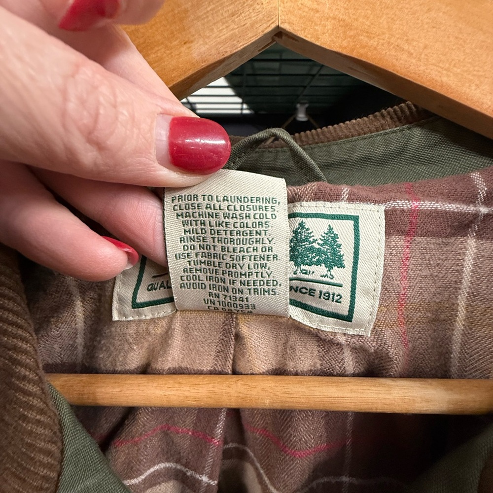 Vintage L.L. Bean Barn Jacket Olive & Brown Size 3X Corduroy, Flannel Lined - Picture 5 of 9